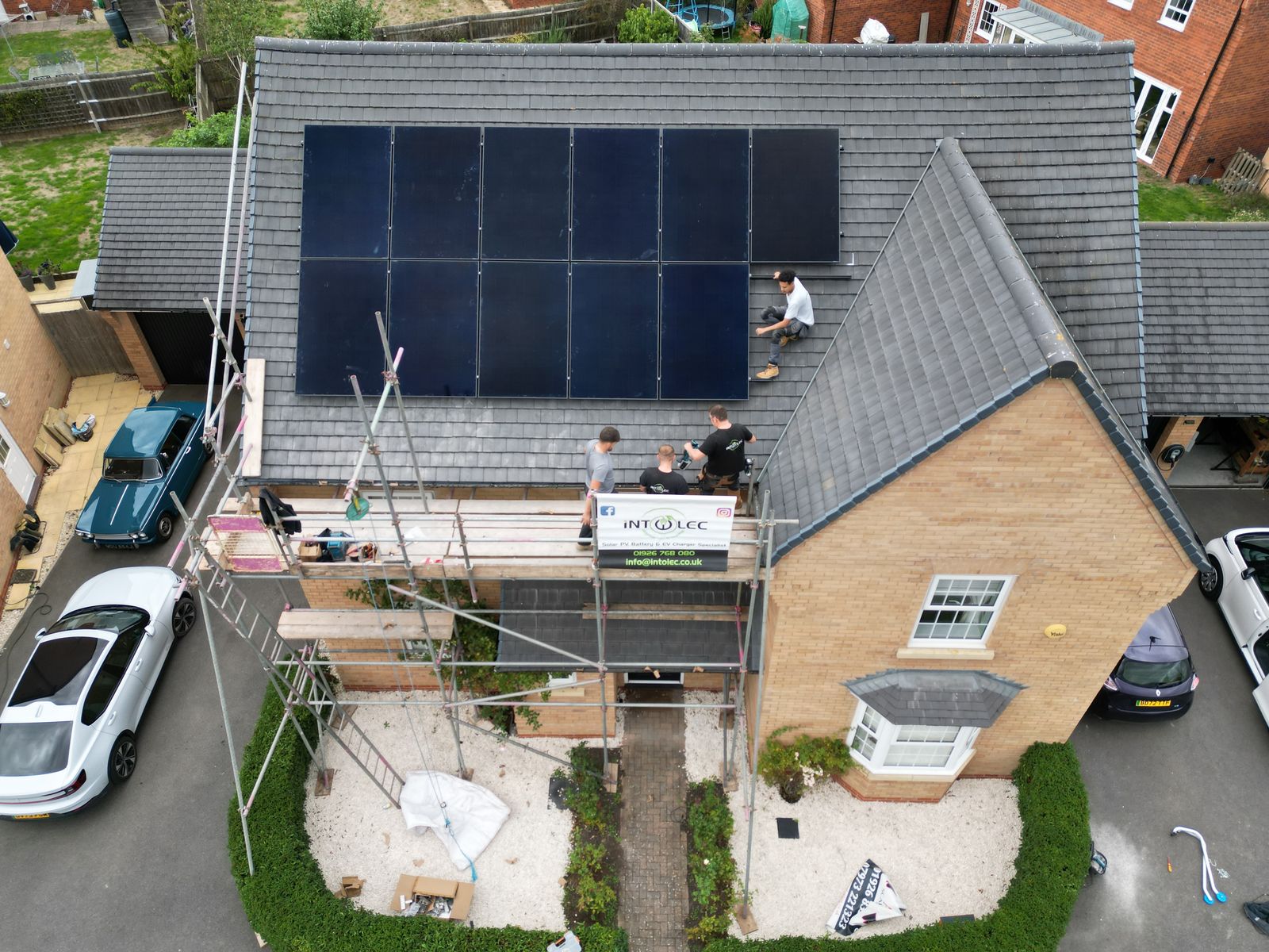Detail view of completed solar panels